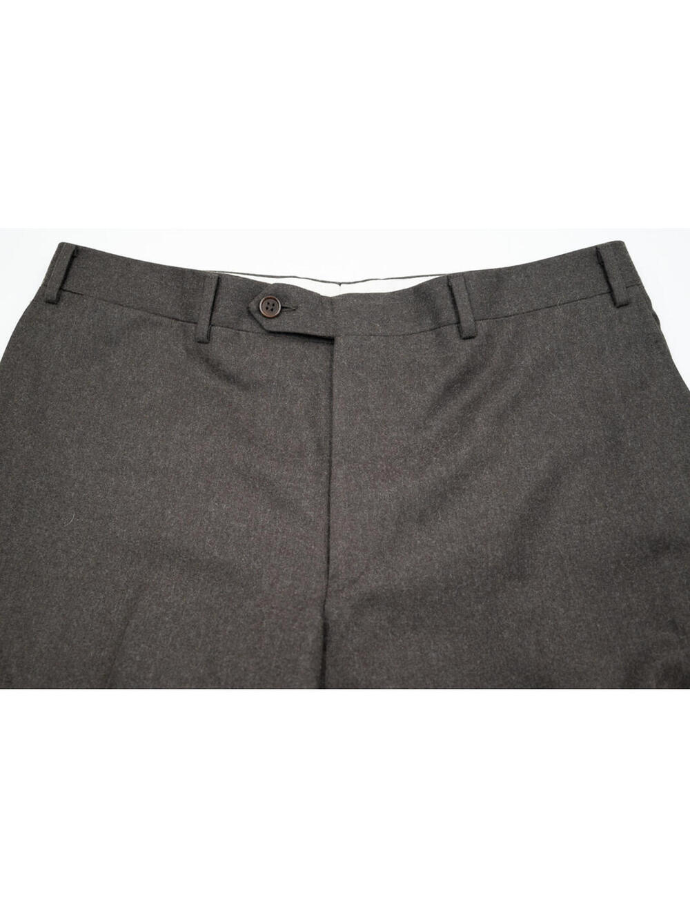 PRISTINE Canali Italy Brown Wool Flat Front Pants Trousers 34W 34x30